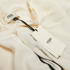 フェンディ エンブロイダリーマキシドレス ロングワンピース サイズ:40 FDB745 アイボリー ブラック シルク レディース FENDI 【中古】