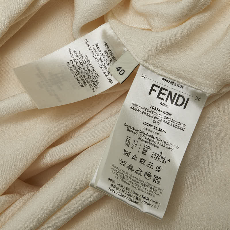 フェンディ エンブロイダリーマキシドレス ロングワンピース サイズ:40 FDB745 アイボリー ブラック シルク レディース FENDI 【中古】