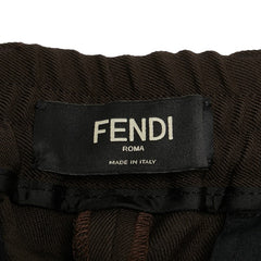 フェンディ タックパンツ スラックス サイズ:50 FB0767 ダークブラウン ウール ポリエステル メンズ FENDI 【中古】