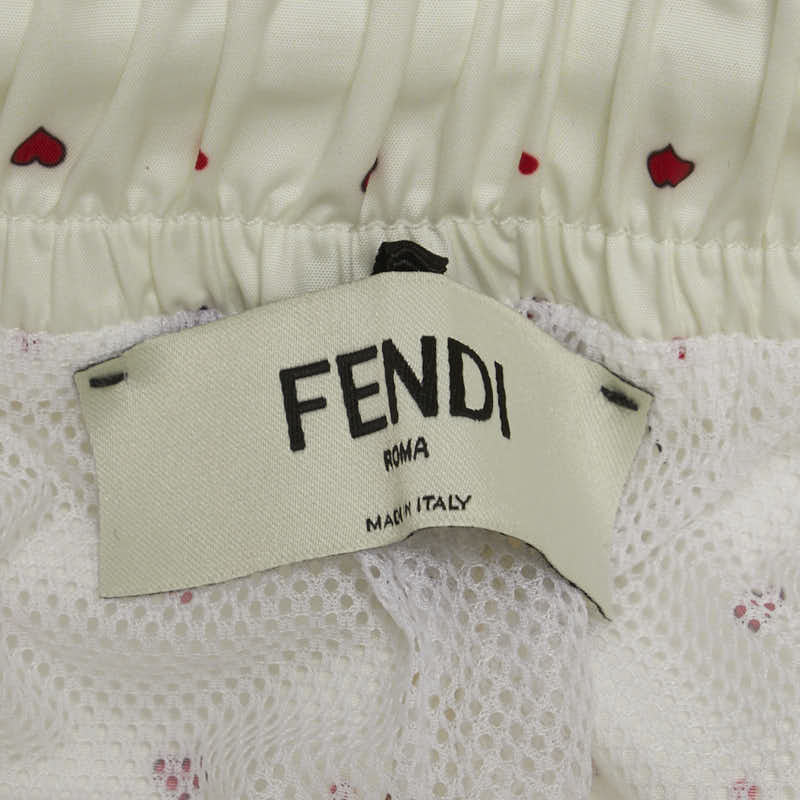 フェンディ ハート ドット イージーショートパンツ サイズ:M FAB259 オフホワイト レッド ポリエステル レディース FENDI 【中古】