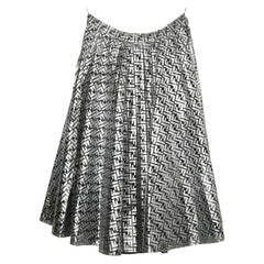 フェンディ × ニッキー・ミナージュ ズッカ プリーツロングスカート サイズ:38 FQ7121 シルバー ブラック ナイロン レディース FENDI 【中古】