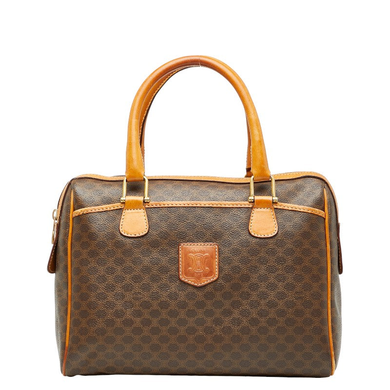 セリーヌ マカダム ハンドバッグ ブラウン PVC レザー レディース CELINE 【中古】