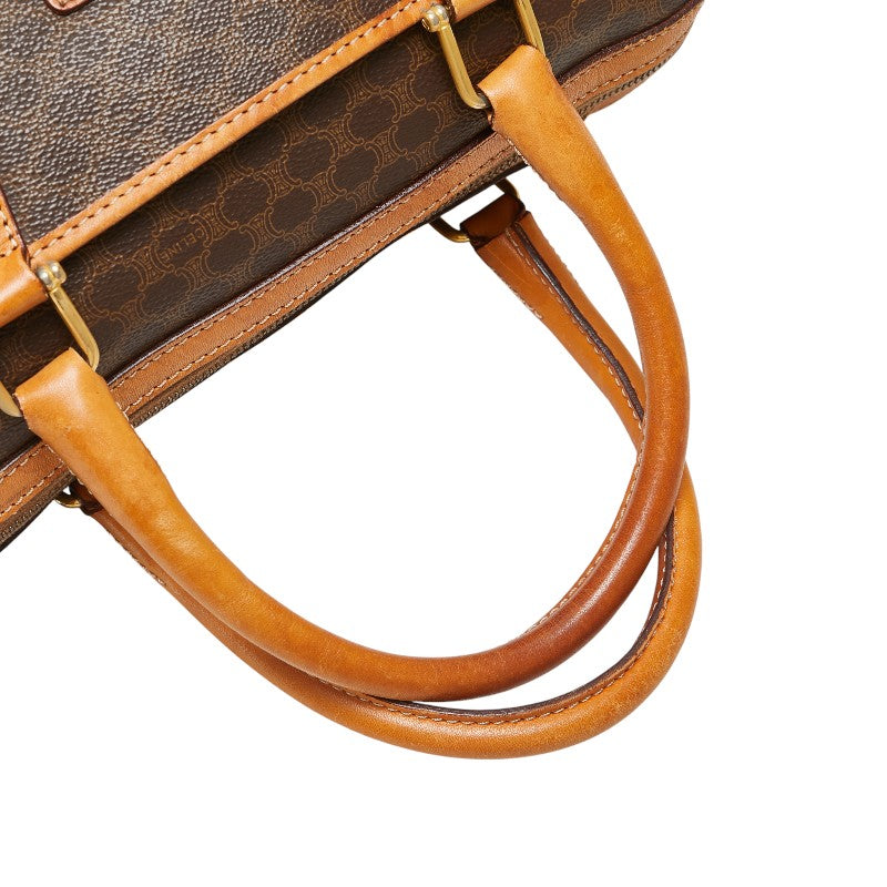 セリーヌ マカダム ハンドバッグ ブラウン PVC レザー レディース CELINE 【中古】
