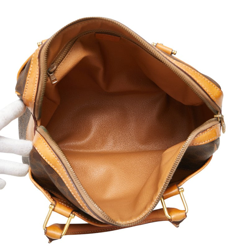 セリーヌ マカダム ハンドバッグ ブラウン PVC レザー レディース CELINE 【中古】