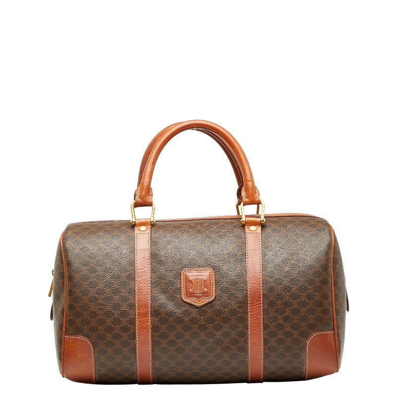 セリーヌ マカダム ボストンバッグ ブラウン PVC レザー レディース CELINE 【中古】