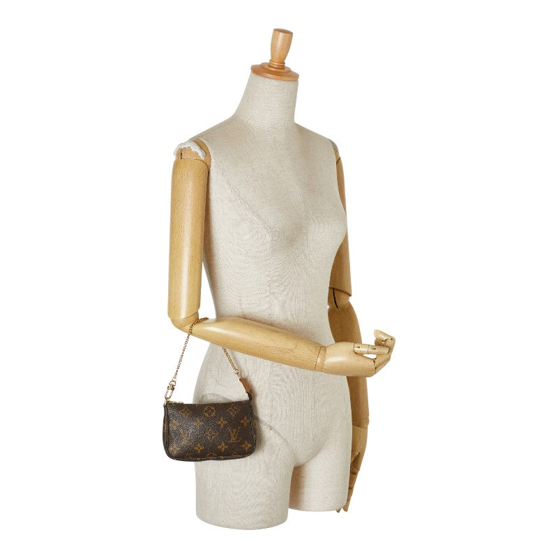 ルイ ヴィトン モノグラム ミニ ポシェット アクセソワール アクセサリーポーチ M58009 ブラウン PVC レディース LOUIS VUITTON 【中古】