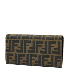 フェンディ ズッカ 長財布 310970 ブラウン キャンバス レザー レディース FENDI 【中古】