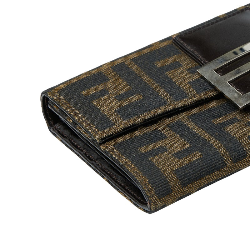 フェンディ ズッカ 長財布 310970 ブラウン キャンバス レザー レディース FENDI 【中古】