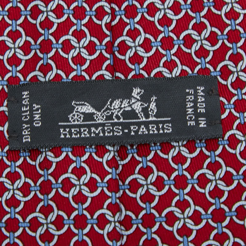 エルメス ネクタイ レッド マルチカラー シルク レディース HERMES 【中古】