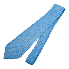 エルメス ネクタイ ライトブルー シルク メンズ HERMES 【中古】