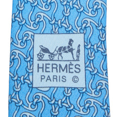 エルメス ネクタイ ライトブルー シルク メンズ HERMES 【中古】