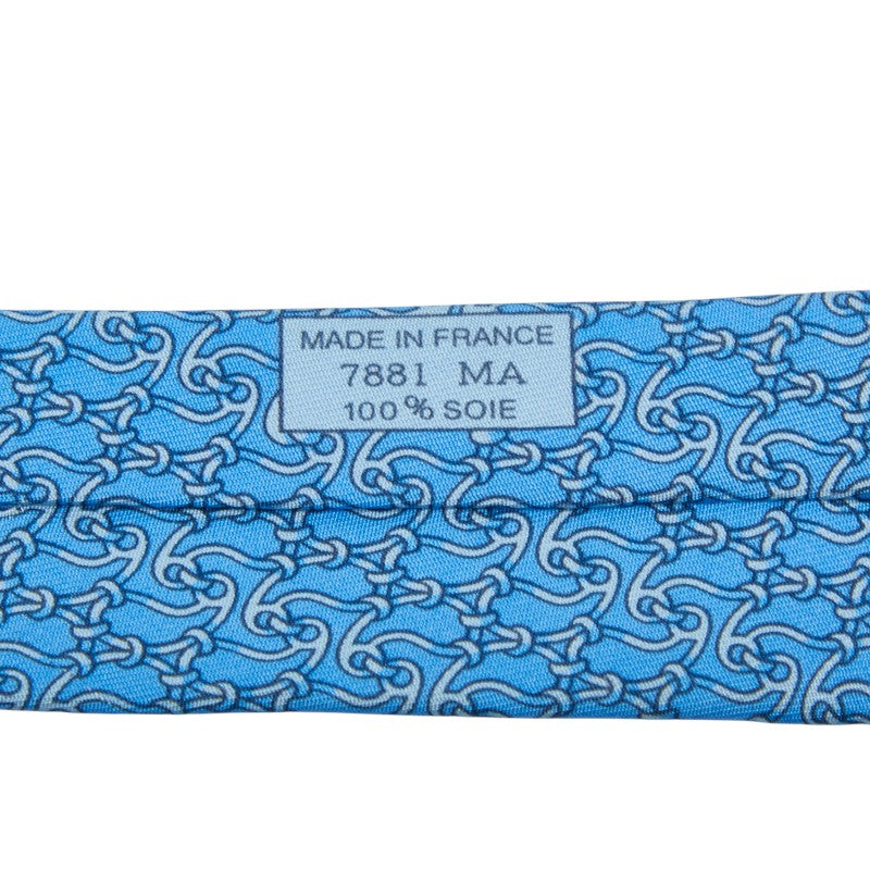 エルメス ネクタイ ライトブルー シルク メンズ HERMES 【中古】