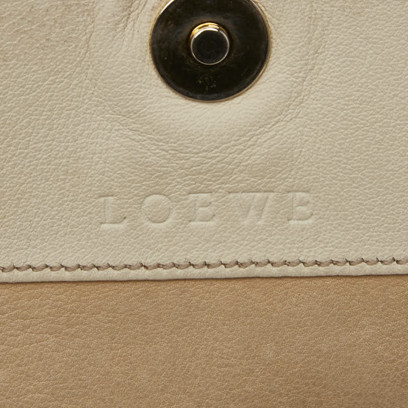 ロエベ アナグラム 斜め掛け ショルダーバッグ ベージュ ホワイト スウェード レザー レディース LOEWE 【中古】