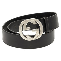 グッチ インターロッキングG ベルト サイズ：80 32 114984 ブラック レザー レディース GUCCI 【中古】