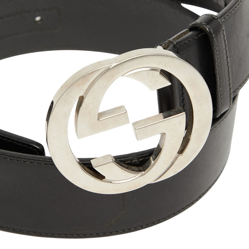 グッチ インターロッキングG ベルト サイズ：80 32 114984 ブラック レザー レディース GUCCI 【中古】