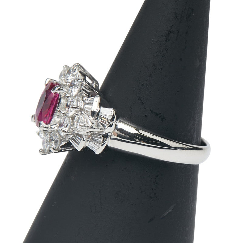 Pt900 プラチナ ルビー1.03ct ダイヤ1.23ct リング 指輪 レディース 15号 【中古】
