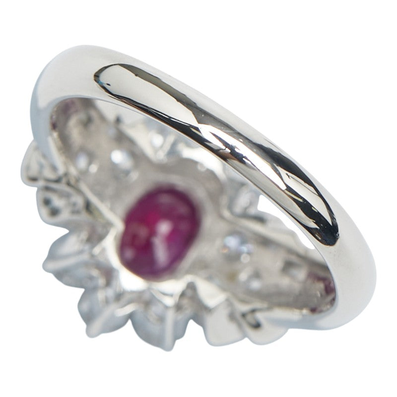 Pt900 プラチナ ルビー1.03ct ダイヤ1.23ct リング 指輪 レディース 15号 【中古】