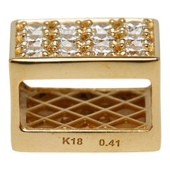 K18YG イエローゴールド ダイヤ0.41ct パヴェ 1P リバーシブル ペンダントトップ レディース 【中古】