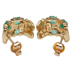 K18YG イエローゴールド エメラルド1.12ct ダイヤ0.04ct ピアス レディース 【中古】