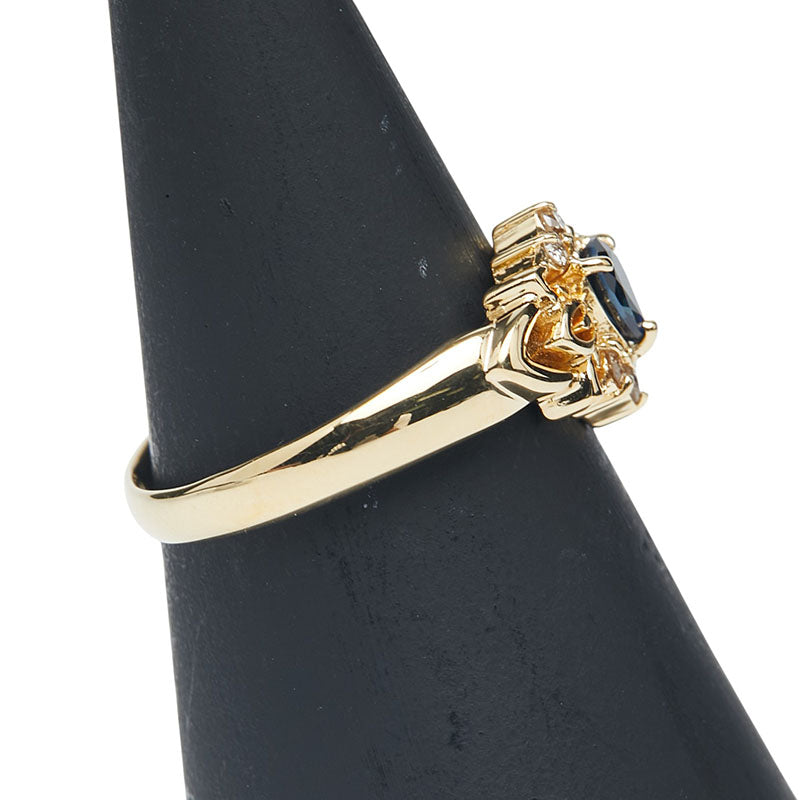 K18YG イエローゴールド サファイア0.25ct ダイヤ0.08 リング 指輪 レディース 12号 【中古】