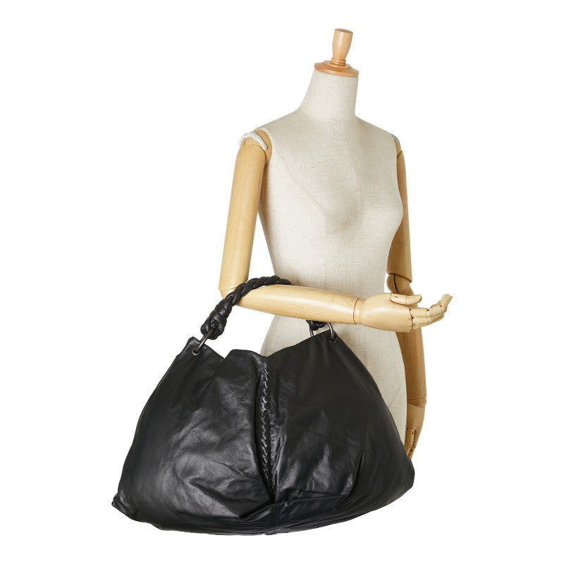 ボッテガヴェネタ イントレチャート ワンショルダーバッグトートバッグ ブラック レザー レディース BOTTEGAVENETA 【中古】