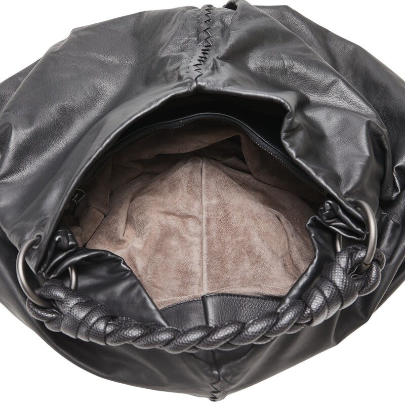ボッテガヴェネタ イントレチャート ワンショルダーバッグトートバッグ ブラック レザー レディース BOTTEGAVENETA 【中古】