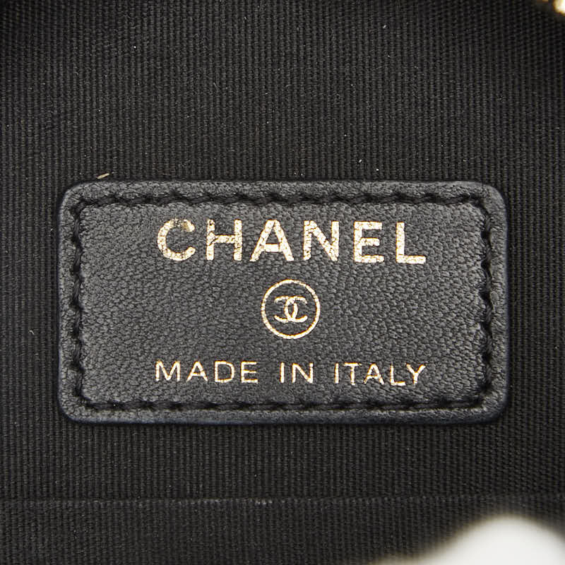 シャネル ココマーク チェーン ショルダーバッグ ブラック ホワイト ツイード レザー レディース CHANEL 【中古】