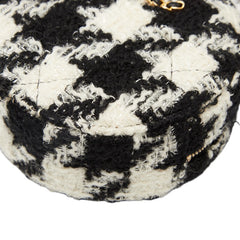 シャネル ココマーク チェーン ショルダーバッグ ブラック ホワイト ツイード レザー レディース CHANEL 【中古】