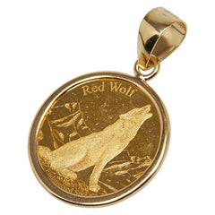 K24 ゴールド K18YG イエローゴールド レッドウルフ カルフォルニアコンドル 金貨 1/25/OZ ペンダントトップ レディース 【中古】