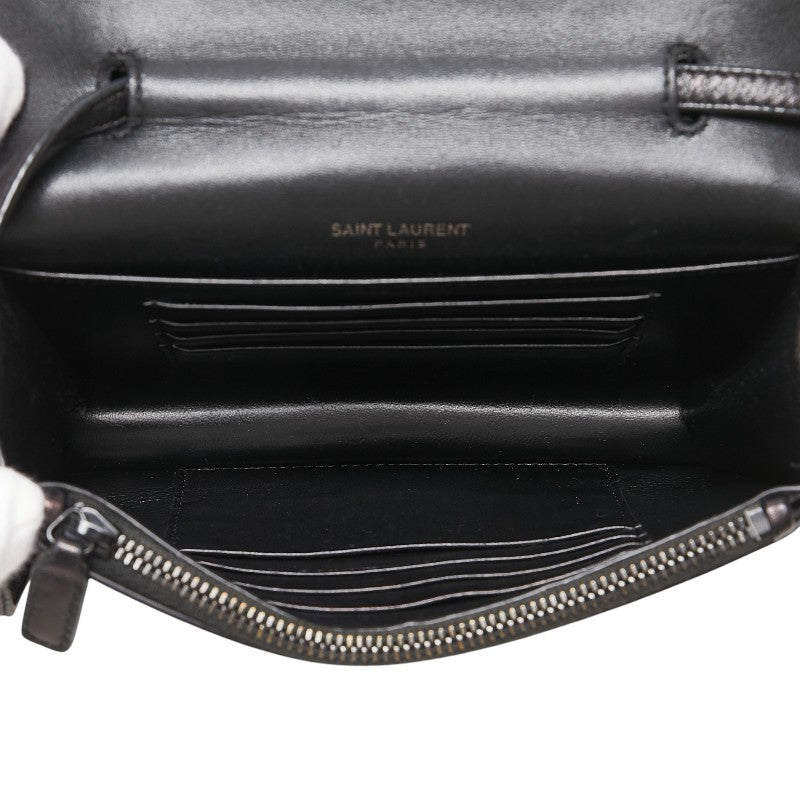 サンローラン YSLロゴ パイソン ショルダーバッグ ブラック マルチカラー レザー レディース SAINT LAURENT 【中古】
