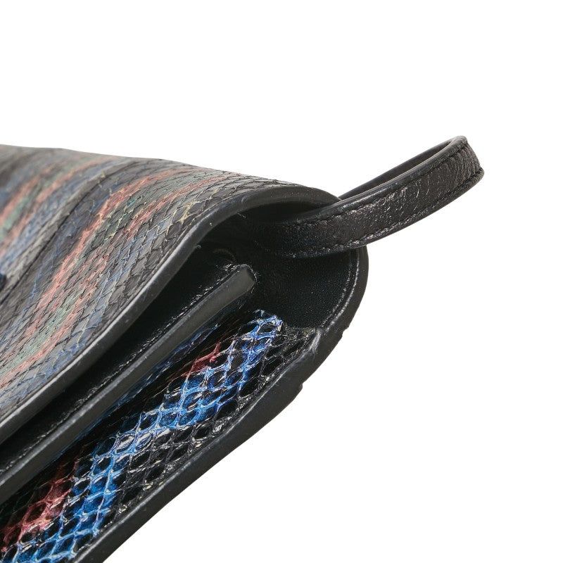 サンローラン YSLロゴ パイソン ショルダーバッグ ブラック マルチカラー レザー レディース SAINT LAURENT 【中古】