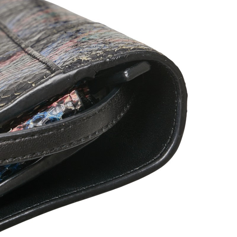 サンローラン YSLロゴ パイソン ショルダーバッグ ブラック マルチカラー レザー レディース SAINT LAURENT 【中古】