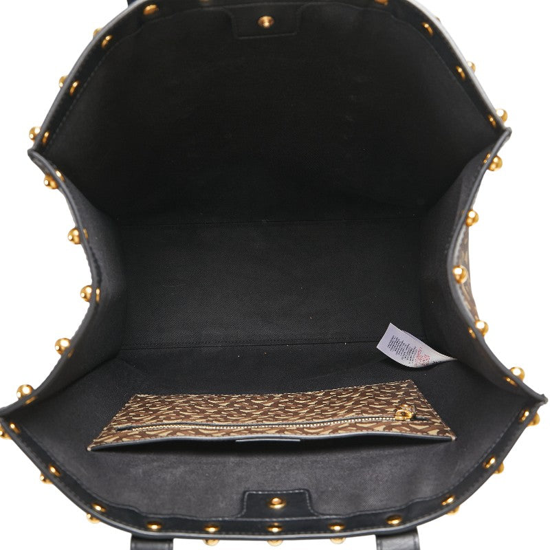 バーバリー TBモノグラム スタッズ トートバッグ ブラウン ブラック PVC レザー レディース BURBERRY 【中古】
