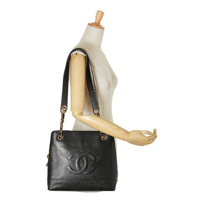 シャネル ココマーク ショルダーバッグ ブラック キャビアスキン レディース CHANEL 【中古】