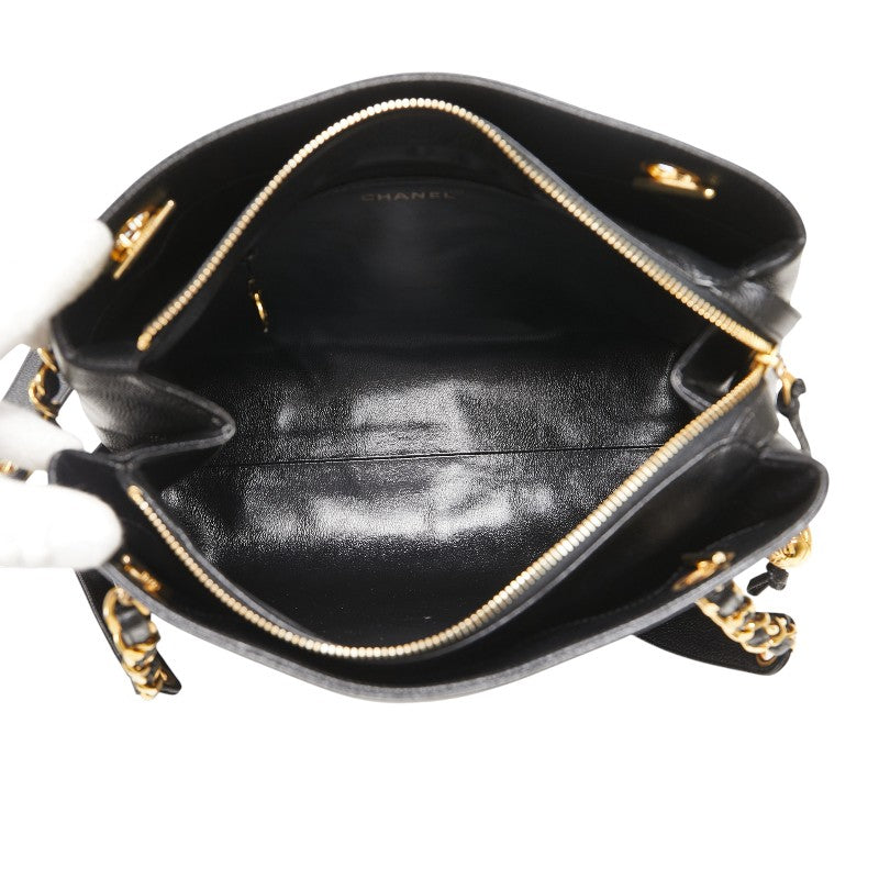 シャネル ココマーク ショルダーバッグ ブラック キャビアスキン レディース CHANEL 【中古】