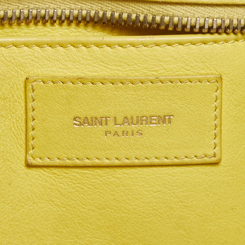 サンローラン プチカバス Yライン ハンドバッグ ショルダーバッグ 2WAY イエロー レザー レディース SAINT LAURENT 【中古】