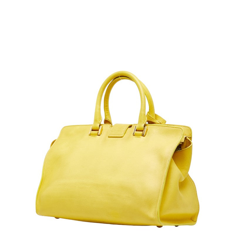サンローラン プチカバス Yライン ハンドバッグ ショルダーバッグ 2WAY イエロー レザー レディース SAINT LAURENT 【中古】