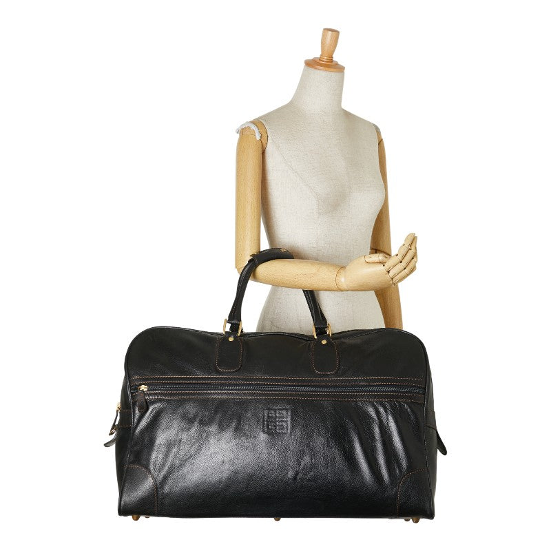 ジバンシー ロゴ ボストンバッグ ブラック レザー レディース Givenchy 【中古】