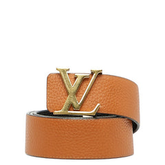 ルイ ヴィトン サンチュール LVイニシャル リバースブル ベルト サイズ：85/34 M9151 ブラウン ブラック ゴールド トリヨンカーフレザー レディース LOUIS VUITTON 【中古】