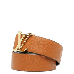 ルイ ヴィトン サンチュール LVイニシャル リバースブル ベルト サイズ：85/34 M9151 ブラウン ブラック ゴールド トリヨンカーフレザー レディース LOUIS VUITTON 【中古】