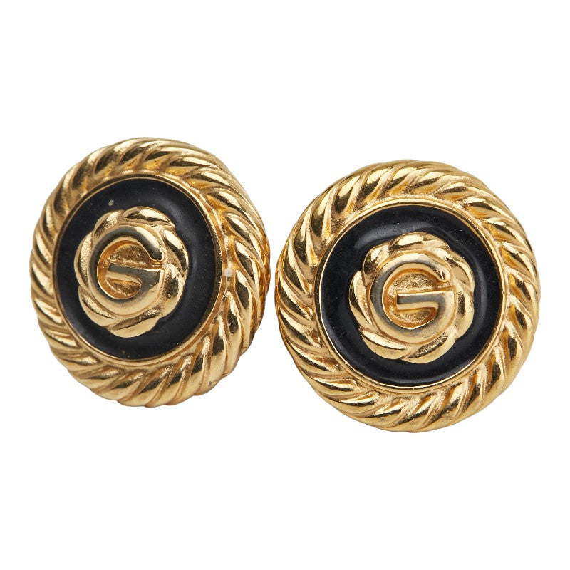 ジバンシー Gロゴ ラウンド イヤリング ゴールド ブラック メッキ レディース Givenchy 【中古】