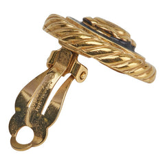 ジバンシー Gロゴ ラウンド イヤリング ゴールド ブラック メッキ レディース Givenchy 【中古】