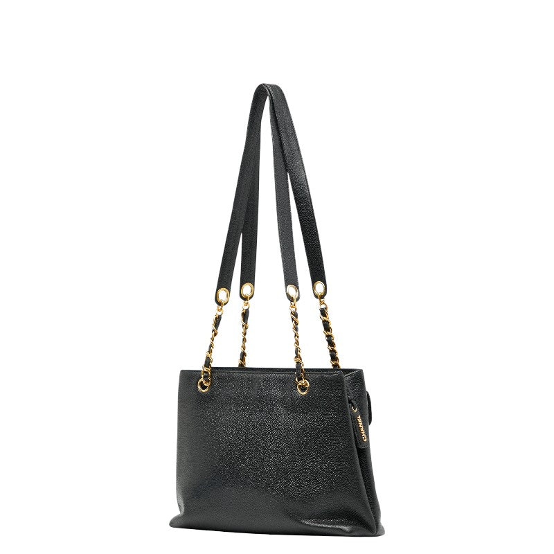 シャネル ココマーク トートバッグ ブラック キャビアスキン レディース CHANEL 【中古】
