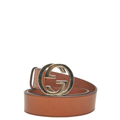 グッチ インターロッキングG ベルト サイズ：85 34 114876 ブラウン レザー レディース GUCCI 【中古】