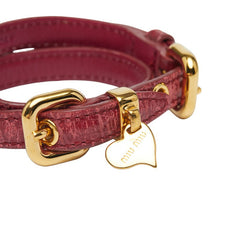 ミュウミュウ ハート ブレスレット レッド レザー レディース MIUMIU 【中古】