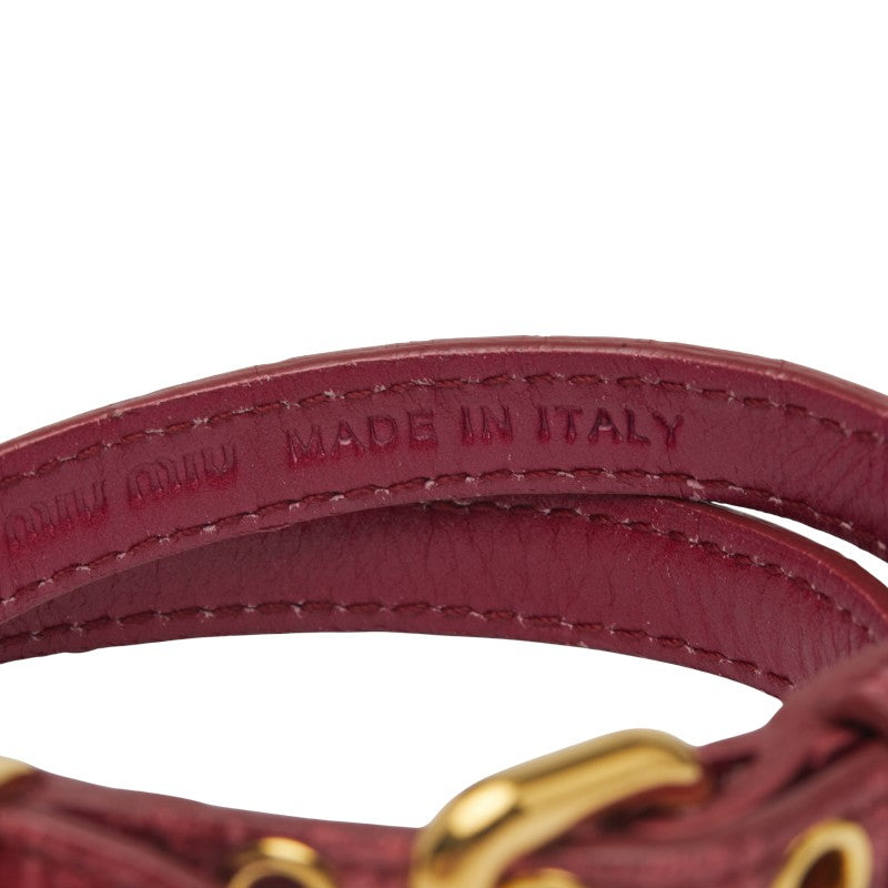 ミュウミュウ ハート ブレスレット レッド レザー レディース MIUMIU 【中古】