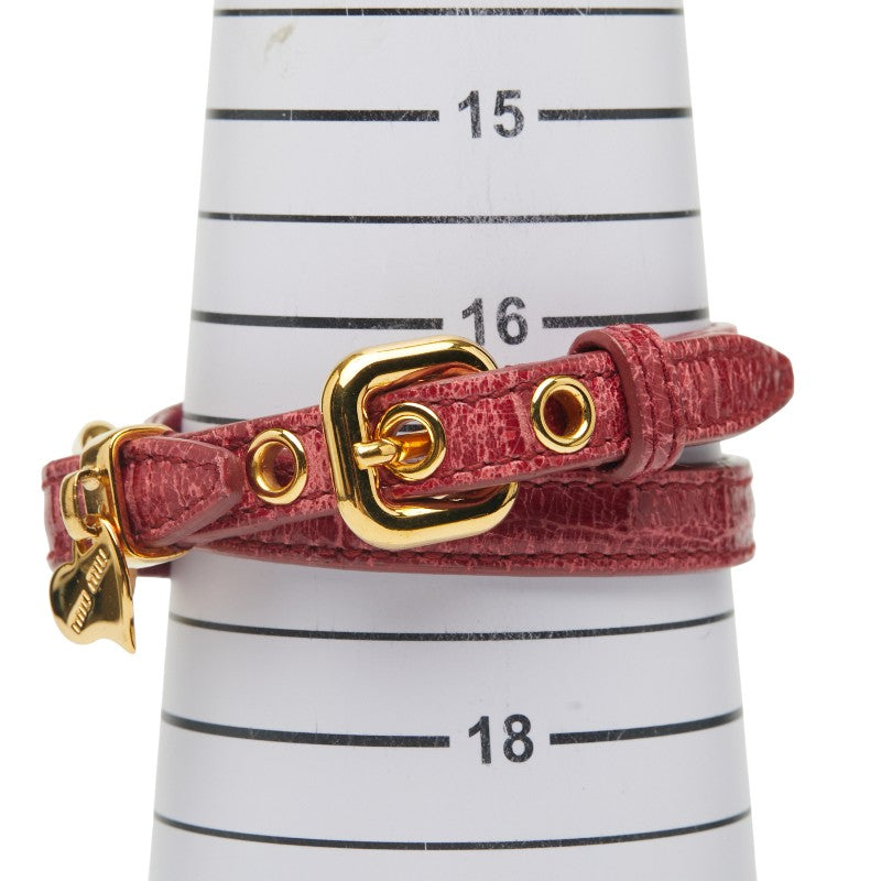 ミュウミュウ ハート ブレスレット レッド レザー レディース MIUMIU 【中古】