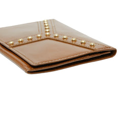 サンローラン スタッズ カードケース パスケース ブラウン レザー レディース SAINT LAURENT 【中古】