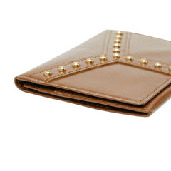 サンローラン スタッズ カードケース パスケース ブラウン レザー レディース SAINT LAURENT 【中古】
