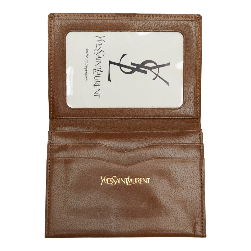 サンローラン スタッズ カードケース パスケース ブラウン レザー レディース SAINT LAURENT 【中古】